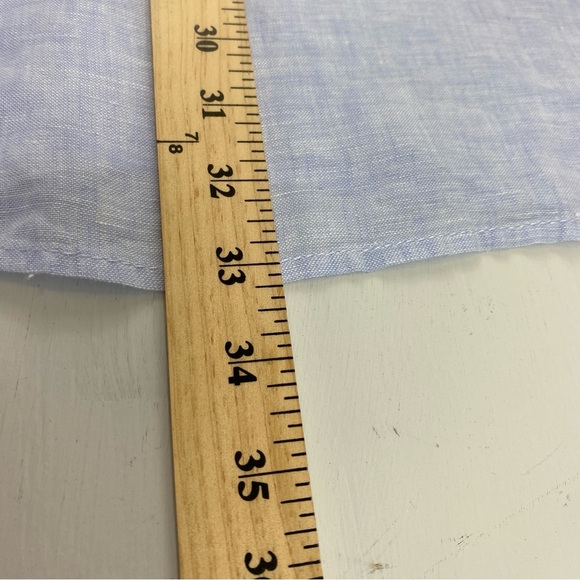 Tahari Women’s Sky Blue Gray‎ 100% Linen Button Front Top Blouse Tunic Sz L - Picture 12 of 13